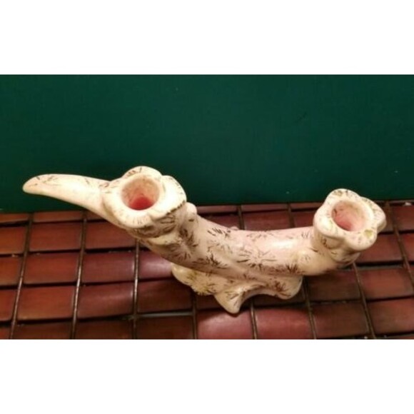 Vintage Mid Century Two-Tiered Asymmetrical Double Ceramic Candle Holder - Picture 5 of 6